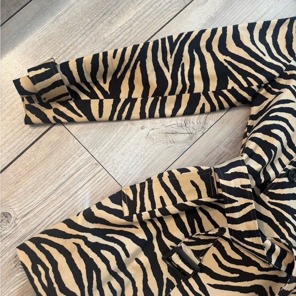 Lauren Ralph Lauren Zebra Print Belted Trench Coat Double Breasted Small - Picture 8 of 10